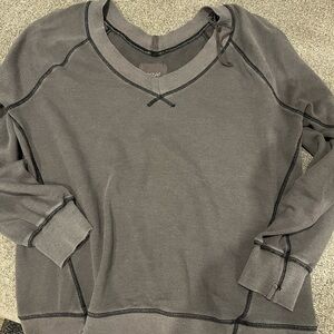 Aerie Charcoal V-Neck Sweatshirt. Small